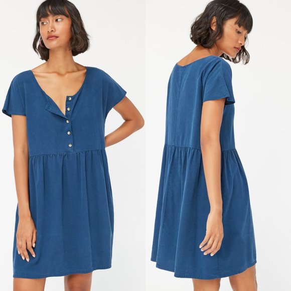 LACAUSA Dresses & Skirts - LACAUSA blue raw silk Buena Mini babydoll dress